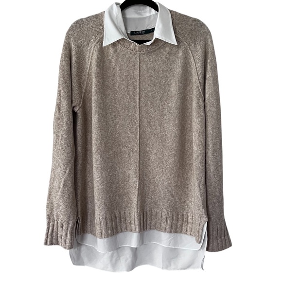 Lauren Ralph Lauren Sweaters - Lauren Ralph Lauren Wool Blend Layered Look Pullover in Tan size XL